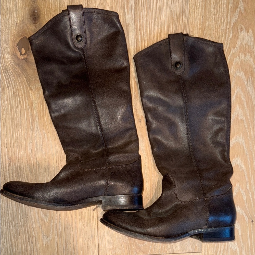 Frye Women's Brown Grey Riding Leather Boots